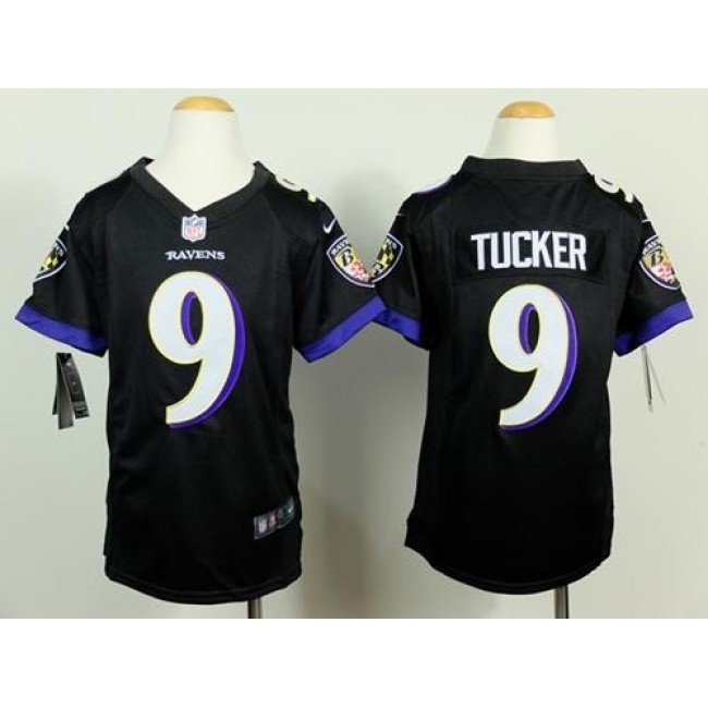 Baltimore Ravens #9 Justin Tucker Black Alternate Youth Stitched NFL New Elite Jersey