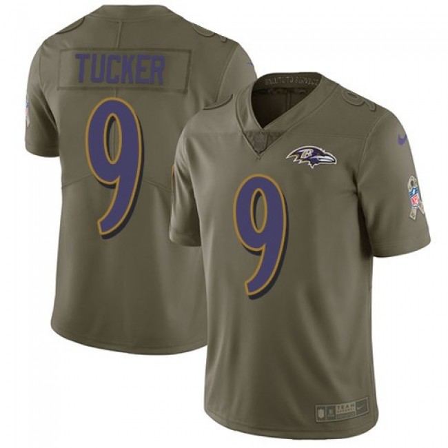 Baltimore Ravens #9 Justin Tucker Olive Youth Stitched NFL Limited 2017 Salute to Service Jersey