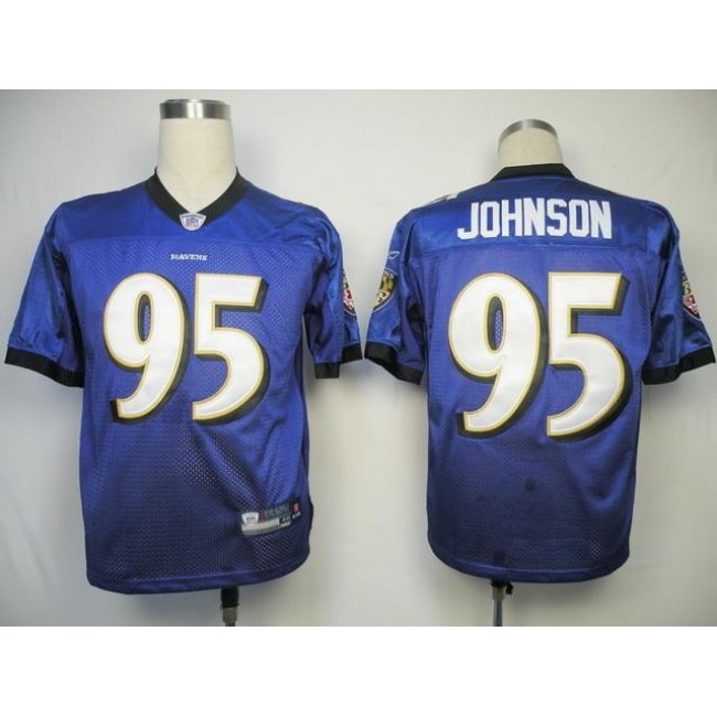 Ravens #95 Jarret Johnson Purple Stitched NFL Jersey
