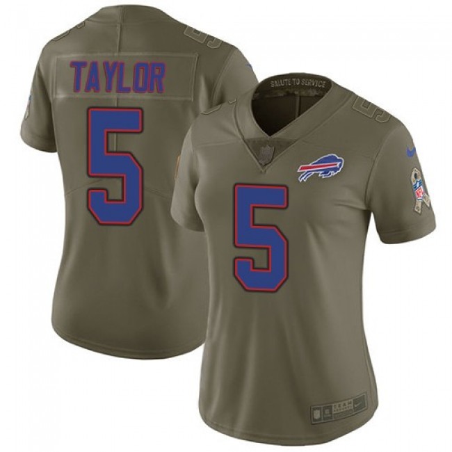 Women's Bills #5 Tyrod Taylor Olive Stitched NFL Limited 2017 Salute to Service Jersey