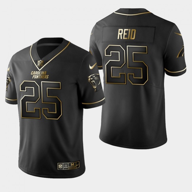 Carolina Panthers #25 Eric Reid Vapor Limited Black Golden Jersey