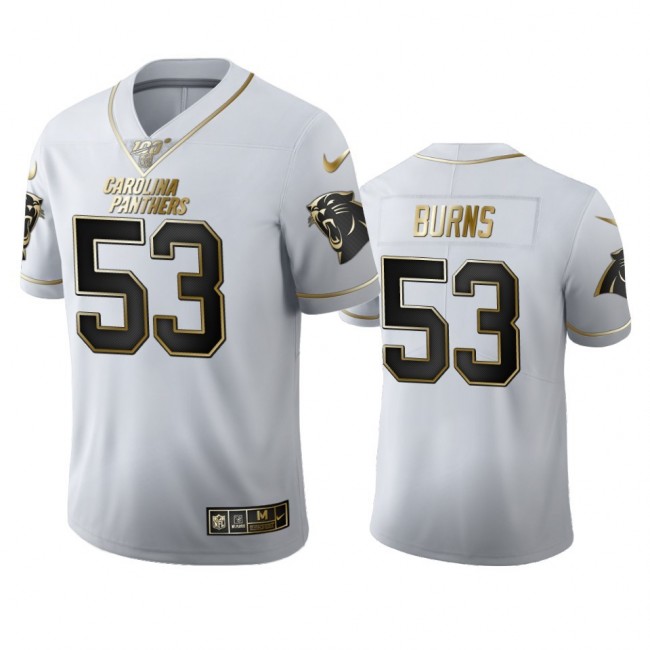 Carolina Panthers #53 Brian Burns Men's Nike White Golden Edition Vapor Limited NFL 100 Jersey