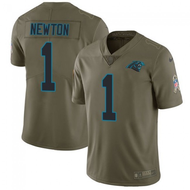 Nike Panthers #1 Cam Newton Olive Men's Stitched NFL Limited 2017 Salute To Service Jersey