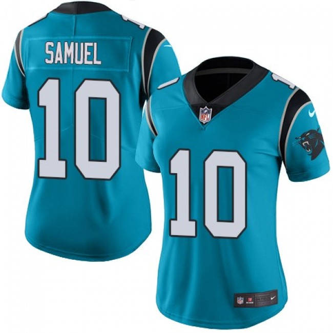 Women's Panthers #10 Curtis Samuel Blue Stitched NFL Limited Rush Jersey