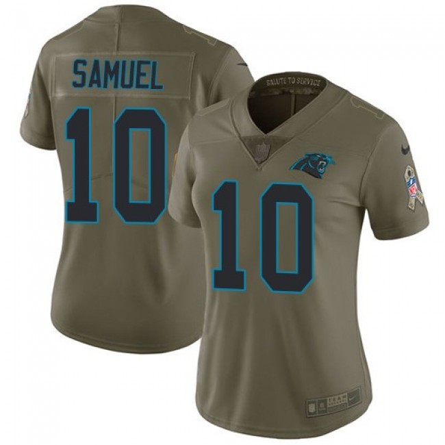 Women's Panthers #10 Curtis Samuel Olive Stitched NFL Limited 2017 Salute to Service Jersey