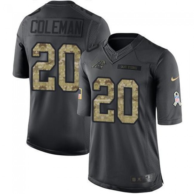 Carolina Panthers #20 Kurt Coleman Black Youth Stitched NFL Limited 2016 Salute to Service Jersey