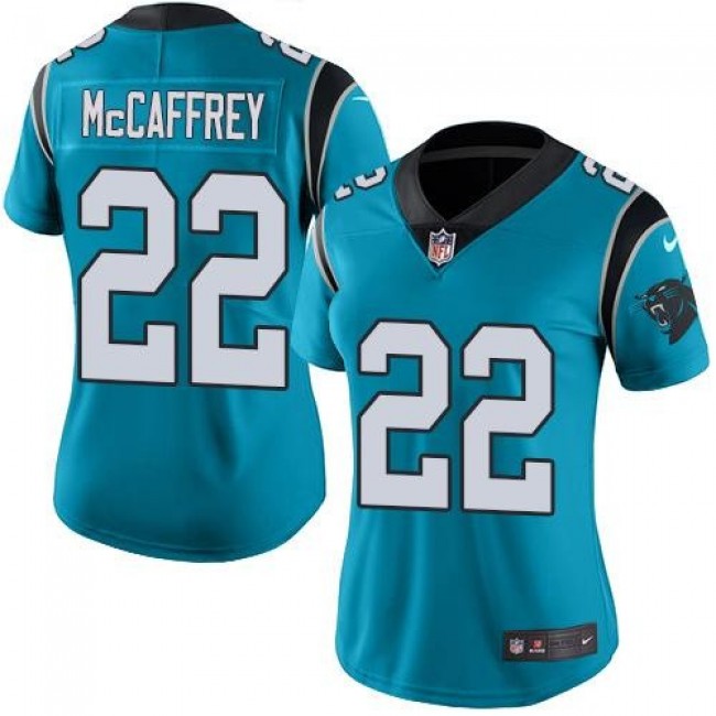 Women's Panthers #22 Christian McCaffrey Blue Alternate Stitched NFL Vapor Untouchable Limited Jersey