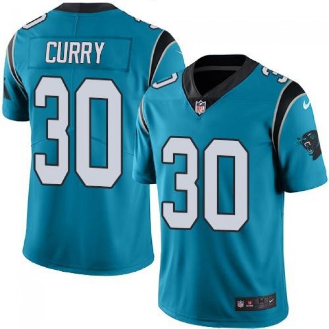 Carolina Panthers #30 Stephen Curry Blue Youth Stitched NFL Limited Rush Jersey