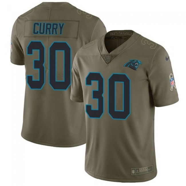 Nike Panthers #30 Stephen Curry Olive Men's Stitched NFL Limited 2017 Salute To Service Jersey