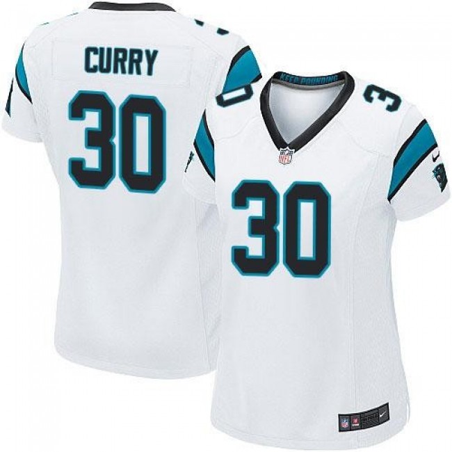 Women's Panthers #30 Stephen Curry White Stitched NFL Elite Jersey