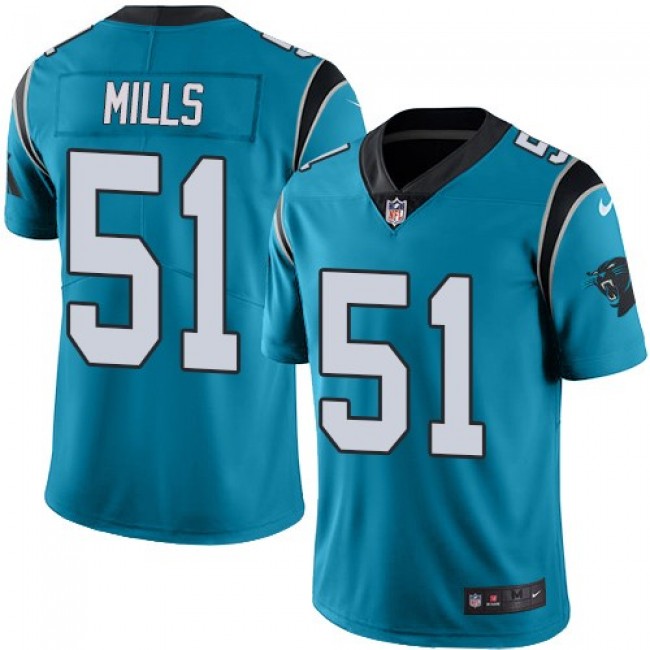 Carolina Panthers #51 Sam Mills Blue Youth Stitched NFL Limited Rush Jersey