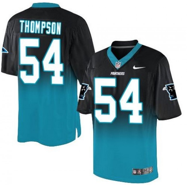 Nike Panthers #54 Shaq Thompson Black/Blue Men's Stitched NFL Elite Fadeaway Fashion Jersey