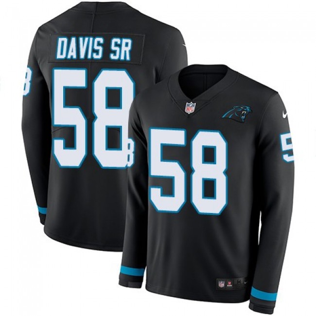 Nike Panthers #58 Thomas Davis Sr Black Team Color Men's Stitched NFL Limited Therma Long Sleeve Jersey