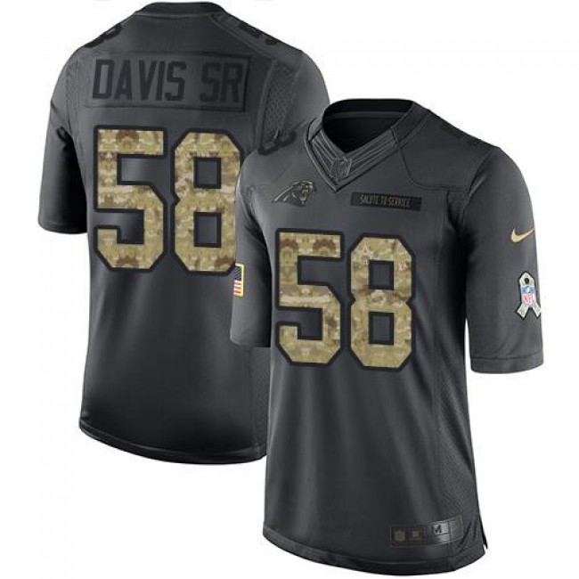 Carolina Panthers #58 Thomas Davis Sr Black Youth Stitched NFL Limited 2016 Salute to Service Jersey