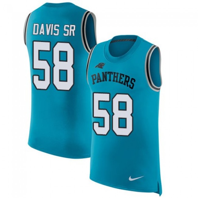 Nike Panthers #58 Thomas Davis Sr Blue Alternate Men's Stitched NFL Limited Rush Tank Top Jersey