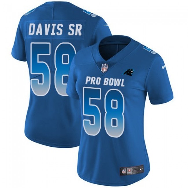 Women's Panthers #58 Thomas Davis Sr Royal Stitched NFL Limited NFC 2018 Pro Bowl Jersey
