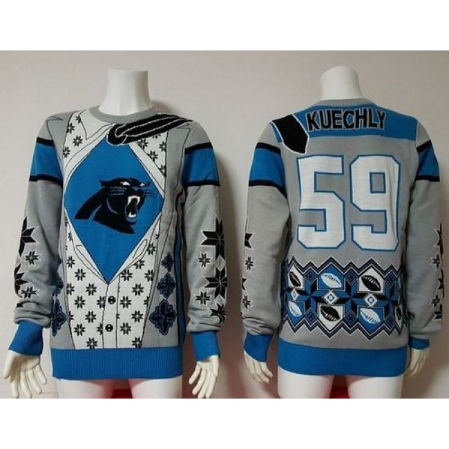Nike Panthers #59 Luke Kuechly Blue/Grey Men's Ugly Sweater