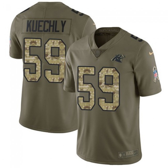 Carolina Panthers #59 Luke Kuechly Olive-Camo Youth Stitched NFL Limited 2017 Salute to Service Jersey