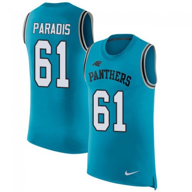 Nike Panthers #61 Matt Paradis Blue Alternate Men's Stitched NFL Limited Rush Tank Top Jersey