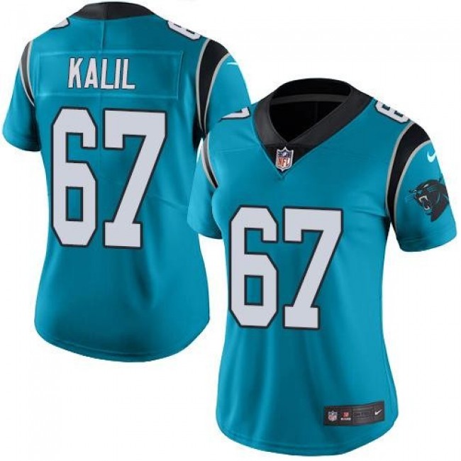 Women's Panthers #67 Ryan Kalil Blue Alternate Stitched NFL Vapor Untouchable Limited Jersey