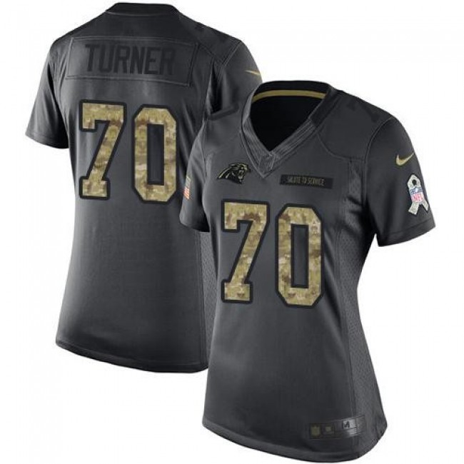 Women's Panthers #70 Trai Turner Black Stitched NFL Limited 2016 Salute to Service Jersey