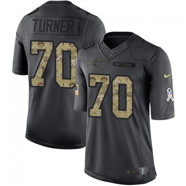 Carolina Panthers #70 Trai Turner Black Youth Stitched NFL Limited 2016 Salute to Service Jersey