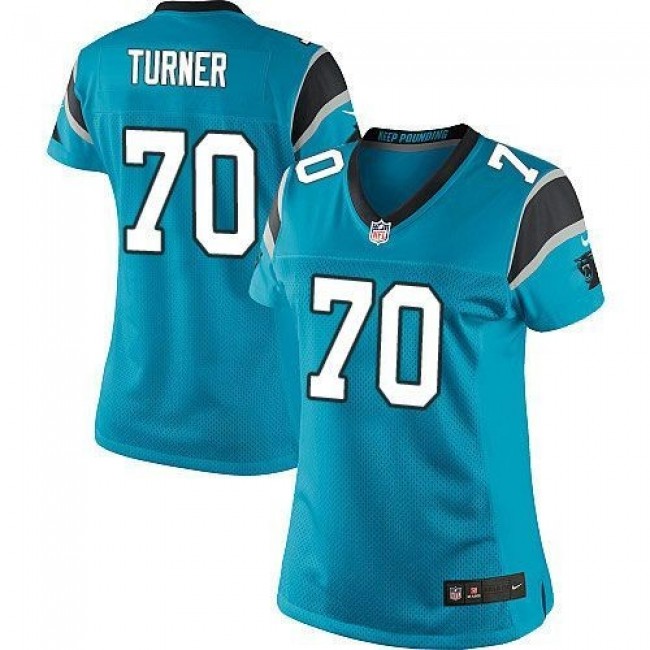 Women's Panthers #70 Trai Turner Blue Alternate Stitched NFL Elite Jersey