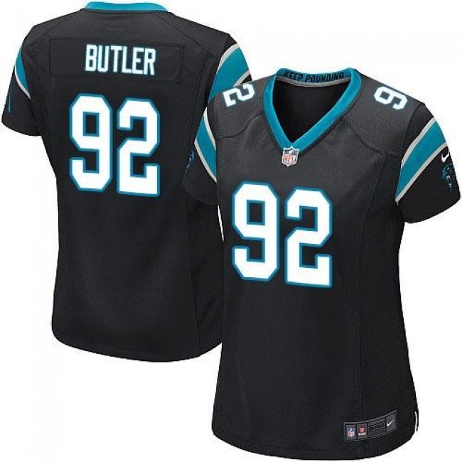 Women's Panthers #92 Vernon Butler Black Team Color Stitched NFL Elite Jersey