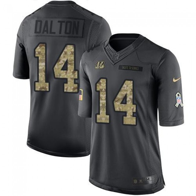 Cincinnati Bengals #14 Andy Dalton Black Youth Stitched NFL Limited 2016 Salute to Service Jersey