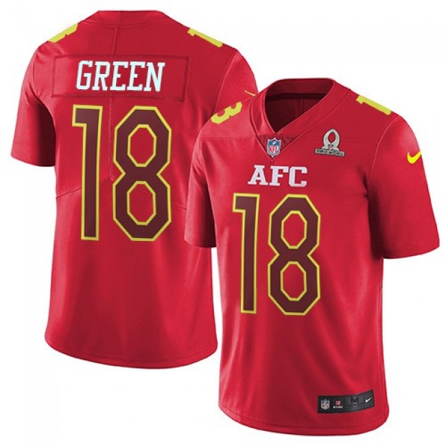 Cincinnati Bengals #18 A.J. Green Red Youth Stitched NFL Limited AFC 2017 Pro Bowl Jersey