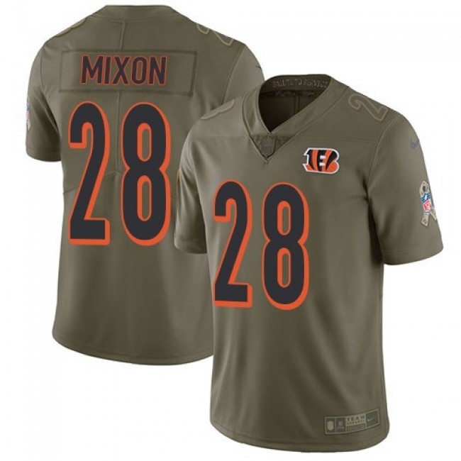 Cincinnati Bengals #28 Joe Mixon Olive Youth Stitched NFL Limited 2017 Salute to Service Jersey