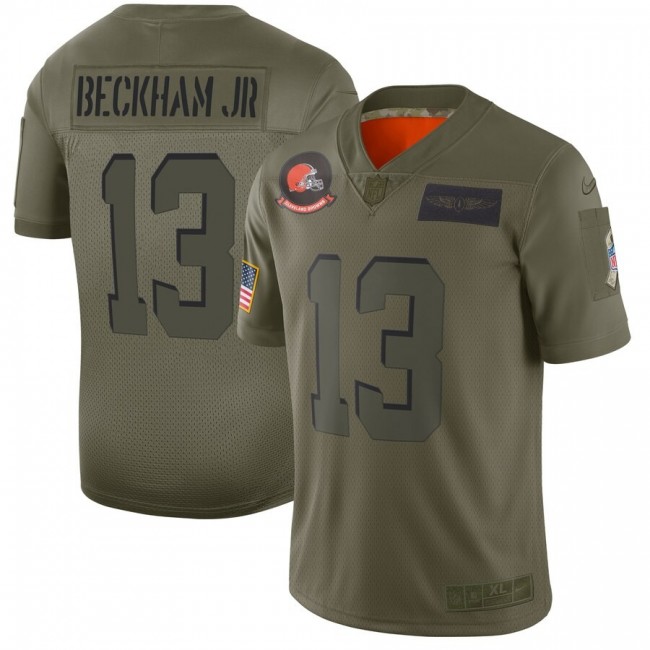 Nike Browns #13 Odell Beckham Jr Camo Men's Stitched NFL Limited 2019 Salute To Service Jersey
