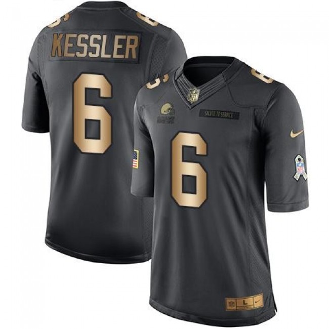 Cleveland Browns #6 Cody Kessler Black Youth Stitched NFL Limited Gold Salute to Service Jersey