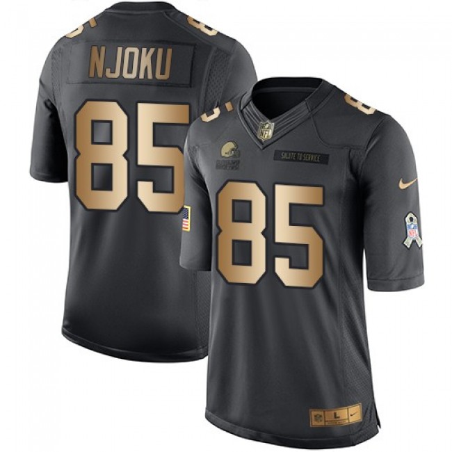 Cleveland Browns #85 David Njoku Black Youth Stitched NFL Limited Gold Salute to Service Jersey