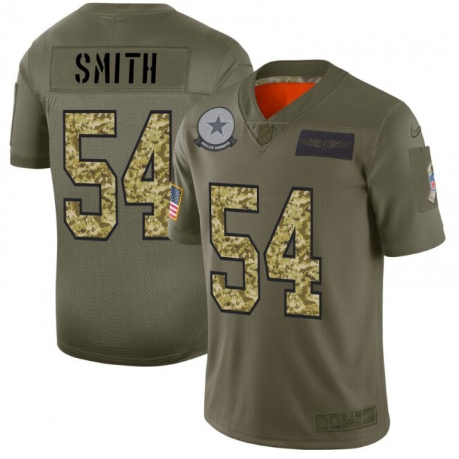 Dallas Cowboys #54 Jaylon Smith Men's Nike 2019 Olive Camo Salute To Service Limited NFL Jersey