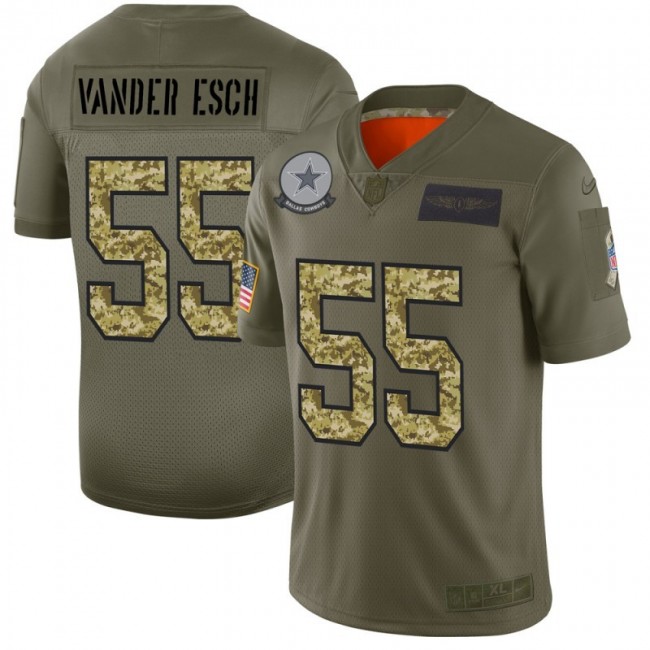 Dallas Cowboys #55 Leighton Vander Esch Men's Nike 2019 Olive Camo Salute To Service Limited NFL Jersey
