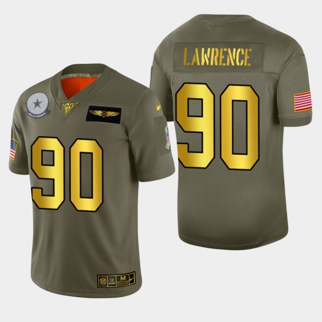 Dallas Cowboys #90 Demarcus Lawrence Men's Nike Olive Gold 2019 Salute to Service Limited NFL 100 Jersey