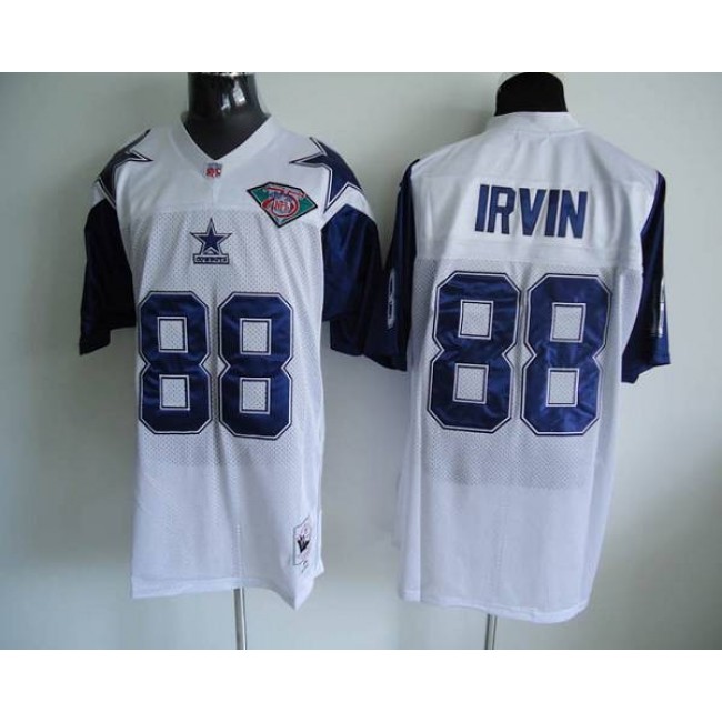 Mitchell & Ness Cowboys #88 Michael Irvin White Throwback Stitched NFL Jersey
