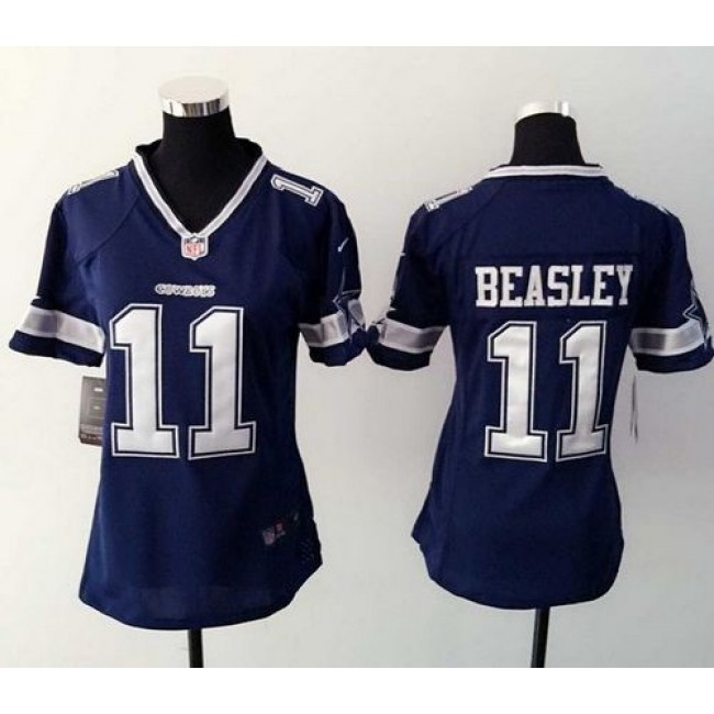 Women's Cowboys #11 Cole Beasley Navy Blue Team Color Stitched NFL Elite Jersey