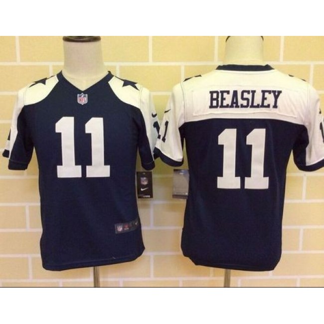 Dallas Cowboys #11 Cole Beasley Navy Blue Thanksgiving Youth Throwback Stitched NFL Elite Jersey