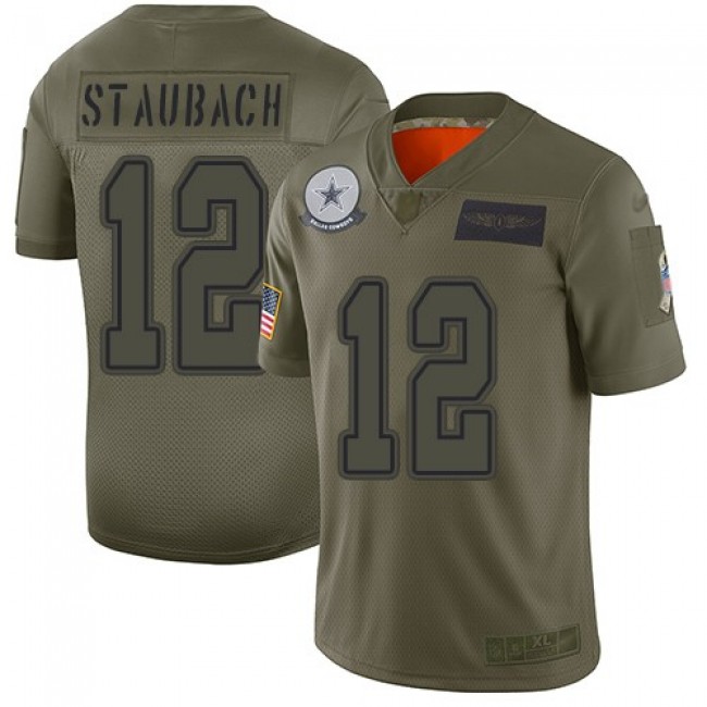 Nike Cowboys #12 Roger Staubach Camo Men's Stitched NFL Limited 2019 Salute To Service Jersey