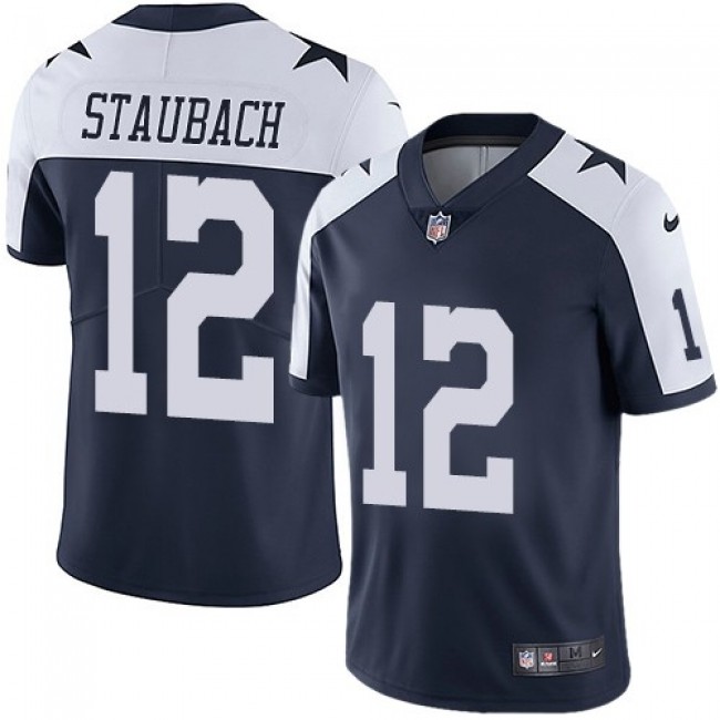 Dallas Cowboys #12 Roger Staubach Navy Blue Thanksgiving Youth Stitched NFL Vapor Untouchable Limited Throwback Jersey