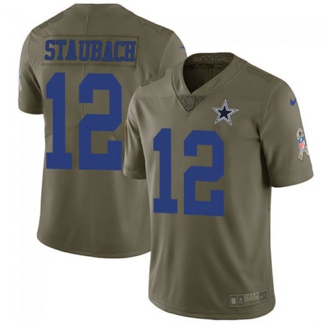 Dallas Cowboys #12 Roger Staubach Olive Youth Stitched NFL Limited 2017 Salute to Service Jersey