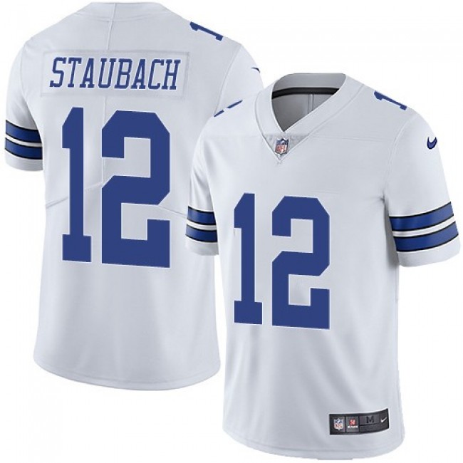 Nike Cowboys #12 Roger Staubach White Men's Stitched NFL Vapor Untouchable Limited Jersey