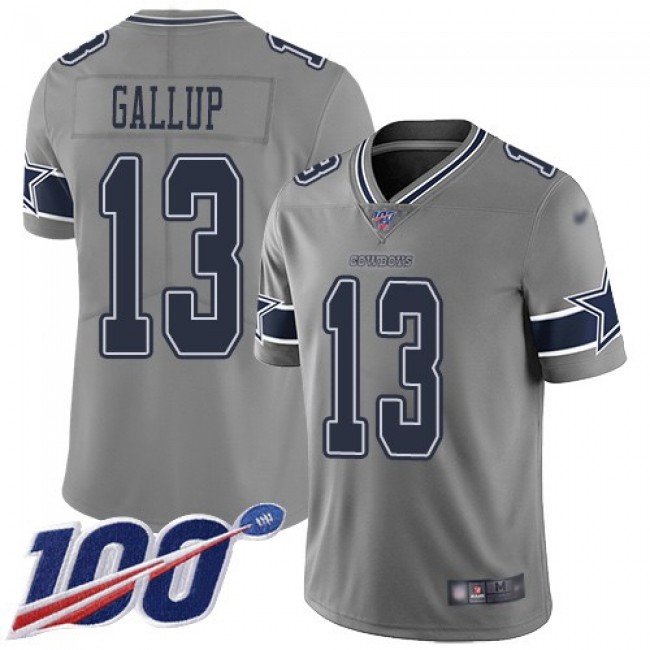 Nike Cowboys #13 Michael Gallup Gray Men's Stitched NFL Limited Inverted Legend 100th Season Jersey
