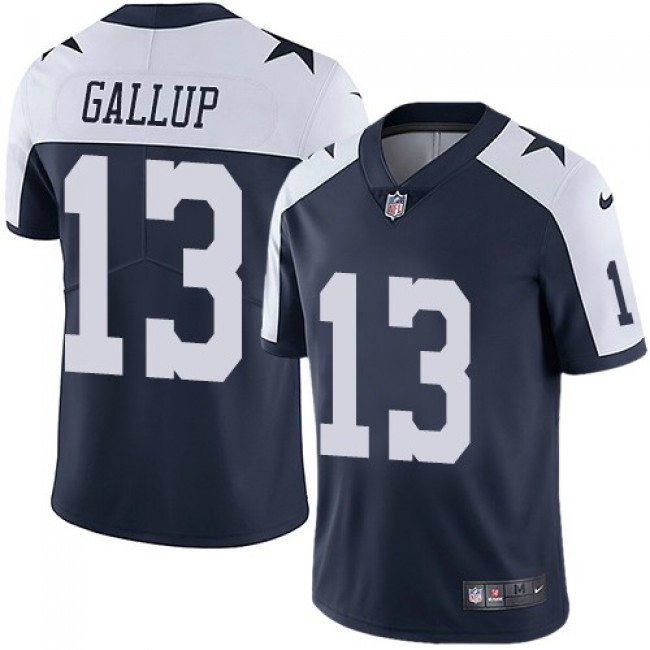 Nike Cowboys #13 Michael Gallup Navy Blue Thanksgiving Men's Stitched NFL Vapor Untouchable Limited Throwback Jersey