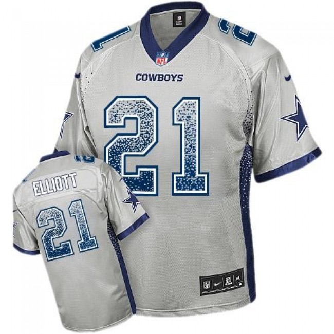 Dallas Cowboys #21 Ezekiel Elliott Grey Youth Stitched NFL Elite Drift Fashion Jersey