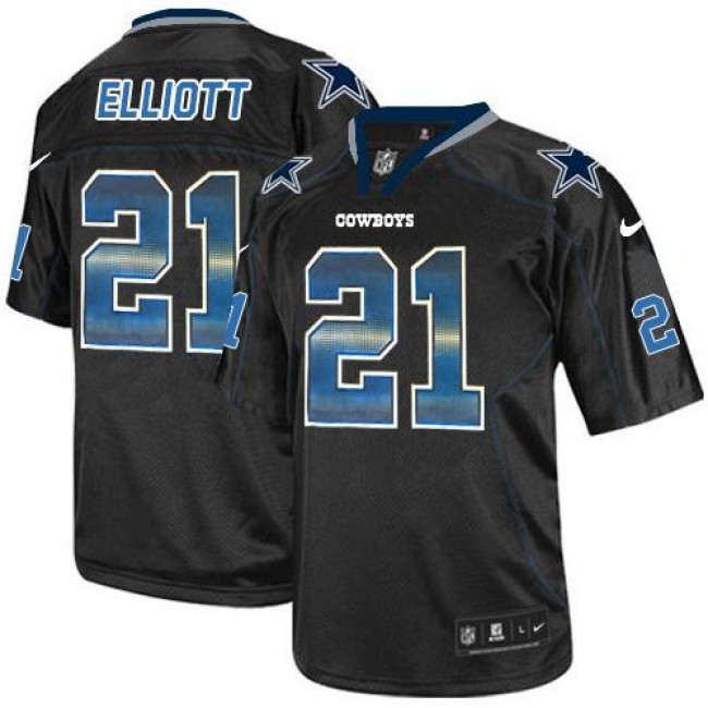 Nike Cowboys #21 Ezekiel Elliott Lights Out Black Men's Stitched NFL Elite Strobe Jersey