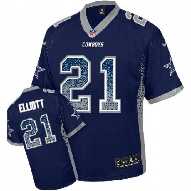 Dallas Cowboys #21 Ezekiel Elliott Navy Blue Team Color Youth Stitched NFL Elite Drift Fashion Jersey