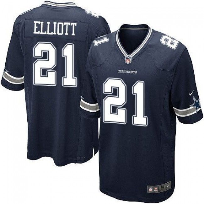 Dallas Cowboys #21 Ezekiel Elliott Navy Blue Team Color Youth Stitched NFL Elite Jersey
